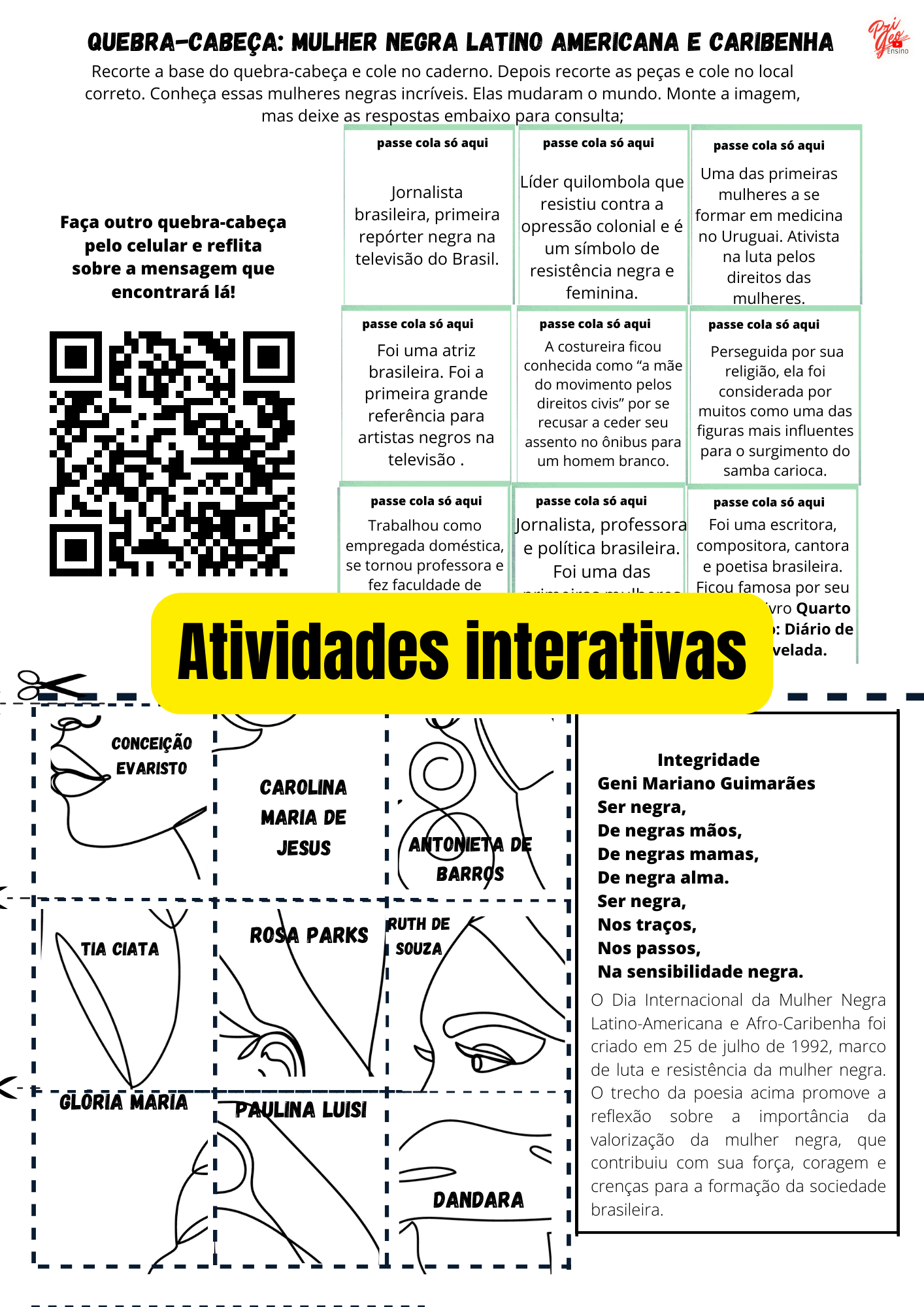 3-Atividades interativas quebra-cabeças, trioramas, livretos etc